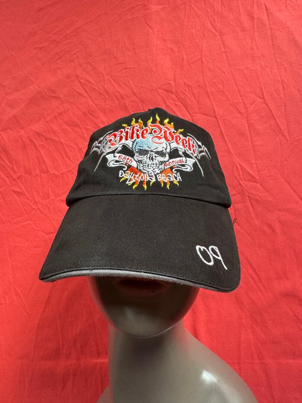 Vintage 2009 Daytona Beach Bike Week Hat Sherry Flaming Skull Motorcycle Cap
